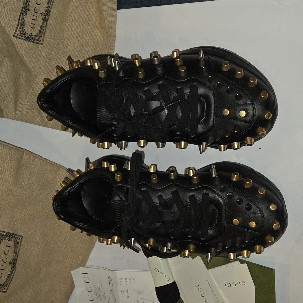 Gucci Men's Rhyton Studded Low Top Sneakers